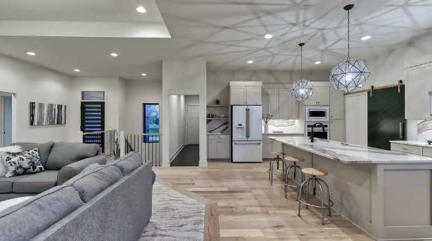 Open-plan kitchen and living area