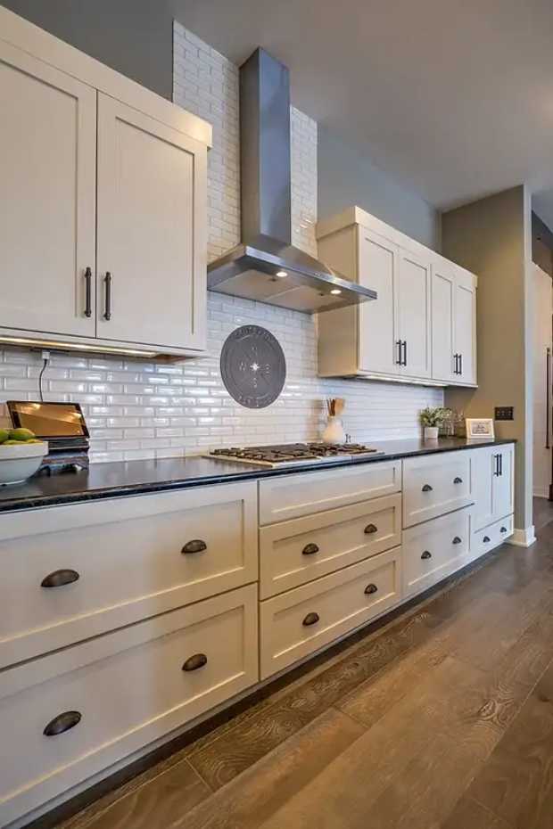 Kitchen with white cabinetry and tile backsplash